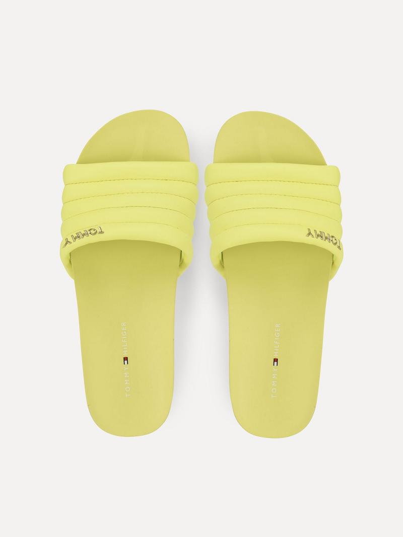 Női Tommy Hilfiger Fluorescent Platform Slide Sárga | HU 618LIS